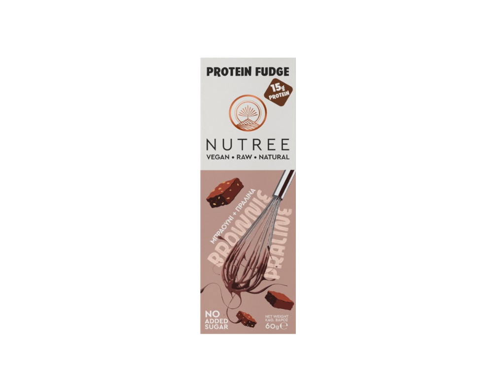 Nutree baton proteic fudge cu praline si brownie