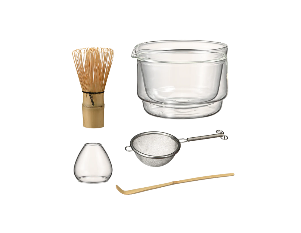 Set matcha cu bol din sticlă