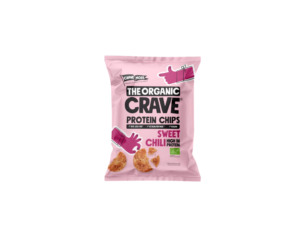 The Organic Crave chipsuri din linte organice cu sweet chilli ardei iute boia iute