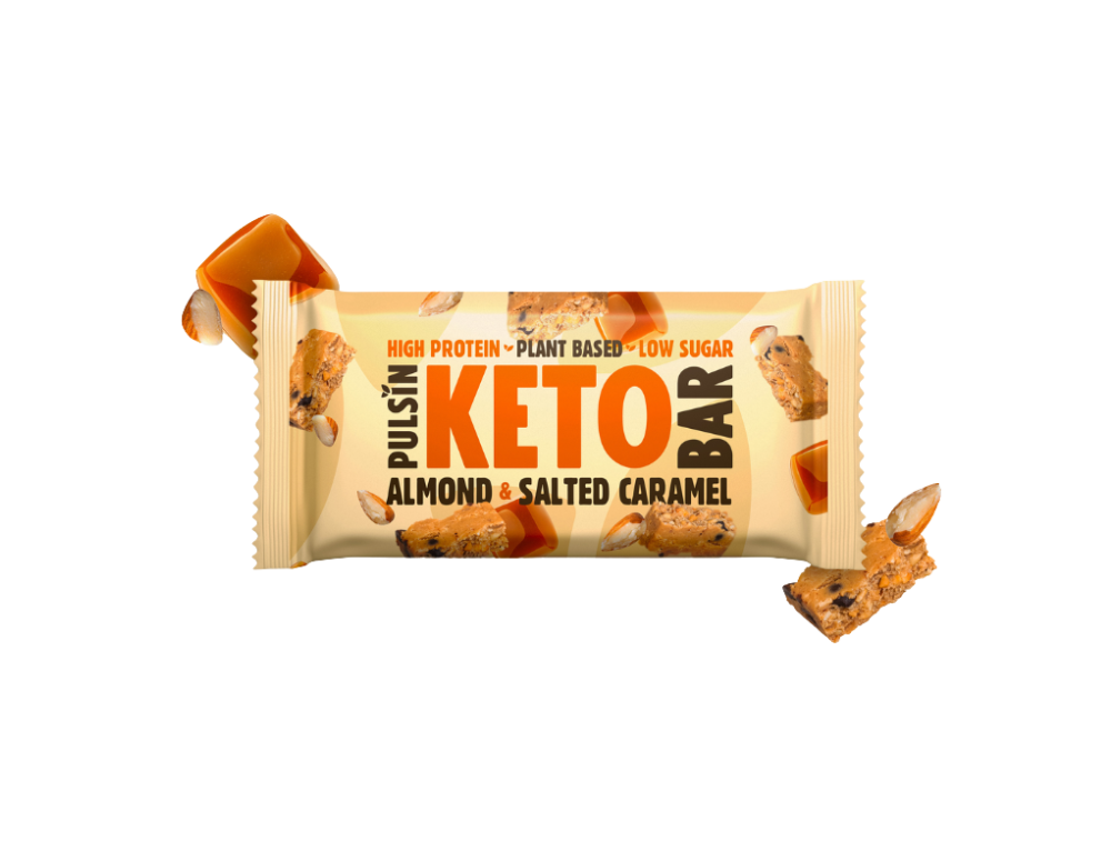 Baton proteic KETO cu migdale și caramel